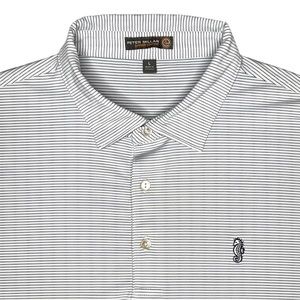 Peter Millar Men’s Summer Comfort Golf Polo White/Black Pinstripe Size L